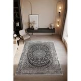 Look Black Lb008g Siyah Gri Çerçeveli Klasik Desen Akrilik Yumuşak Tozuaz Salon Oturma Odası Halısı 80 X 150 Grı-Sıyah