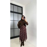Look Kadıköy Asimetrik Ekose Desenli Tül Etek