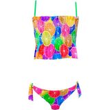 Look Me Askılı Renkli Portakal Desenli UV50 Kız Çocuk Bikini Takımı By Nessi Byrd - 14 Yaş