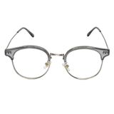 Looka Mavi Işık Korumalı Retro Yarım Çerçeve Gözlük – Unisex Füme Şeffaf Geta Çerçeve ve Gümüş Metal Detaylı Dinlendirici Bilgisayar Gözlüğü, UV400 Filtreli Ekran Gözlüğü