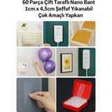 LookBuyTake 3 Adet - 60 Parça Çok Amaçlı Çift Taraflı Bant 1cm x 4,5cm Şeffaf Yıkanabilir Çok Amaçlı Yapışkan - 1 x 4,5 cm