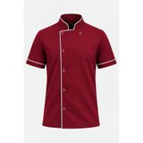 LOOKMT MODA Unısex Bordo Renk Bıyeli Şef Ceketi Aşçı Ceketi Aşçı Saya