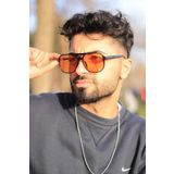 LOOKUP Retro Pilot Çift Köprü Turuncu Cam Erkek Güneş Gözlüğü (53/20/148)