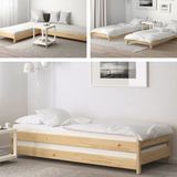Loolpi Home Doğal Ahşap Modüler Sistem Yavrulu Karyola ve Sedir Koltuk 80 x 180 cm Modern Tasarım