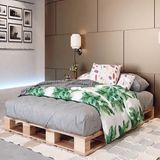 Loolpi Home Loolpi Home doğal Ahşap Palet Karyola Yer Yatağı Tek ve Çift Kişilik - 160 x 200 cm