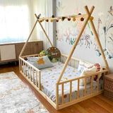 Loolpi Home Loolpi Home Montessori Bebek ve Çocuk Karyolası Unisex Doğal Ahşap Yatak - 70 x 130 cm