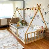 Loolpi Home Montessori Bebek ve Çocuk Karyolası Ahşap 80 x 180 cm Doğal Çam Malzeme ile Tasarlandı