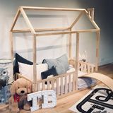 Loolpi Home Montessori Bebek ve Çocuk Karyolası Doğal Çam Ahşap Tasarım - 70 x 130 cm
