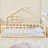 Loolpi Home Montessori Tasarımlı Unisex Bebek ve Çocuk Karyolası 90 x 190 cm Doğal Çam Ahşap