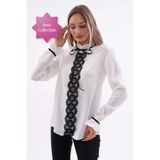 Loom Boutique Kadın Büyük Beden Dantel Garnili Krep Bluz B0051