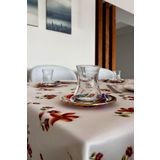 LOOM & LAUREL Baskılı Yıkanabilir Masa Örtüsü Mutfak Bahçe Piknik Masa Örtüsü Kahverengi Ağırlıklı Çiçek Desenli (140x140)