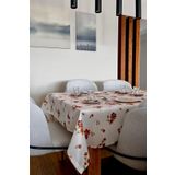 LOOM & LAUREL Baskılı Yıkanabilir Masa Örtüsü Mutfak Bahçe Piknik Masa Örtüsü Kahverengi Ağırlıklı Çiçek Desenli (140x200)