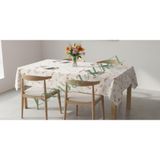 LOOM & LAUREL Baskılı Yıkanabilir Masa Örtüsü Mutfak Bahçe Piknik Masa Örtüsü Kırmızı Ağırlıklı Çiçek Desenli (140x140)