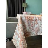 Loom & Laurel Jakarlı Dokuma Kumaş Masa Örtüsü Açık Kahverengi Ağırlıklı