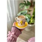 Loomart Kuş Figürlü 2 Kişilik 4 Parça El Yapımı Kahve Fincanı Takımı