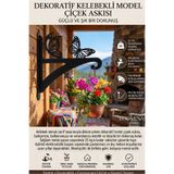 Loomina Home Kelebek Figürlü Paslanmaz Metal Saksılık Duvara Monte Dekoratif Dış Mekan Çiçek Askısı