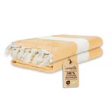 Loomvia - 2'li paket -%100 Pamuk Peştamal 100x180 cm, Havuz ve Plaj Havlusu, Spor Havlusu, Hızlı Kurur ve Koku Yapmaz, Emici, Hafif ve Kompakt, altın rengi