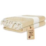 Loomvia - 2'li paket -%100 Pamuk Peştamal 100x180 cm, Havuz ve Plaj Havlusu, Spor Havlusu, Hızlı Kurur ve Koku Yapmaz, Emici, Hafif ve Kompakt, bej