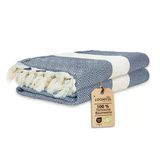 Loomvia - 2'li paket -%100 Pamuk Peştamal 100x180 cm, Havuz ve Plaj Havlusu, Spor Havlusu, Hızlı Kurur ve Koku Yapmaz, Emici, Hafif ve Kompakt, gök mavisi