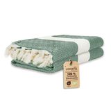 Loomvia - 2'li paket -%100 Pamuk Peştamal 100x180 cm, Havuz ve Plaj Havlusu, Spor Havlusu, Hızlı Kurur ve Koku Yapmaz, Emici, Hafif ve Kompakt, yeşil