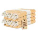 Loomvia - 4'lü paket -%100 Pamuk Peştamal 100x180 cm, Havuz ve Plaj Havlusu, Spor Havlusu, Hızlı Kurur ve Koku Yapmaz, Emici, Hafif ve Kompakt, altın rengi