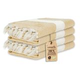 Loomvia - 4'lü paket -%100 Pamuk Peştamal 100x180 cm, Havuz ve Plaj Havlusu, Spor Havlusu, Hızlı Kurur ve Koku Yapmaz, Emici, Hafif ve Kompakt, bej
