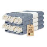 Loomvia - 4'lü paket -%100 Pamuk Peştamal 100x180 cm, Havuz ve Plaj Havlusu, Spor Havlusu, Hızlı Kurur ve Koku Yapmaz, Emici, Hafif ve Kompakt, gök mavisi