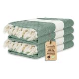 Loomvia - 4'lü paket -%100 Pamuk Peştamal 100x180 cm, Havuz ve Plaj Havlusu, Spor Havlusu, Hızlı Kurur ve Koku Yapmaz, Emici, Hafif ve Kompakt, yeşil