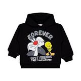 Looney Tunes Kadın Siyah Kapüşonlu Sweatshirt 2-5 Yaş Uzun Kollu Regular Fit