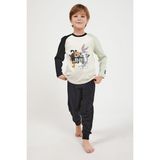 Looney Tunes Lisanslı Ekru Uzun Kol Erkek Çocuk Pijama Takım