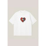 Looney Tunes Unisex %100 Organik Pamuklu Kalın Dokulu Oversize Bisiklet Yakalı T-Shirt - Beyaz