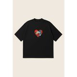 Looney Tunes Unisex %100 Organik Pamuklu Kalın Dokulu Oversize Bisiklet Yakalı T-Shirt - Siyah - XL