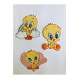 Looney Tunes Ütü Ile Yapışan Dokuma Nakışlı Arma - Patch - Yama - Iron on Üçlü Tweety Seti (Lisanslı)