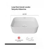Loop Gen-Z Kare 40 Cm Masa Üstü İnce Lavabo Selçuklu Extra Beyaz