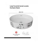 Loop Gen-Z Yuvarlak Masa Üstü Çanak Lavabo Ø40 Cm Karikatür Baskı Extra Beyaz