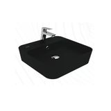 Loop Kare Masa Üstü İnce Çanak Lavabo 45 Cm Extra Kömür Karası