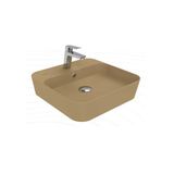 Loop Kare Masa Üstü İnce Çanak Lavabo 45 Cm Extra Mat Cappuccino