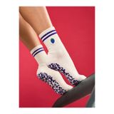 Loopie Socks Üzüm Nakışlı Kadın Pilates Çorabı Kaydırmaz Tabanlı Yoga Fitness Dans Bale Çorabı - İsme Özel Şerit - Hediye Çanta