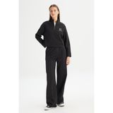 Loose Fit Geniş Kesim Siyah Pamuklu Esnek Sweatpant