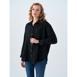 Loose Fit Kadın Gömlek U.kol - Siyah - XS