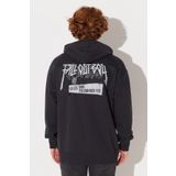 Loose Fit Rahat Kesim Kapüşonlu İçi Polarlı Sırt Baskılı Antrasit Sweatshirt