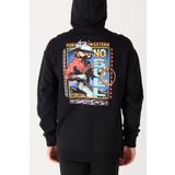 Loose Fit Rahat Kesim Kapüşonlu İçi Polarlı Sırt Baskılı Siyah Sweatshirt