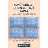 Loova 4 Adet yastık kılıfı %100 pamuklu desenli 50*70 cm ebat ovarlak kalın dikişli fermuarlı