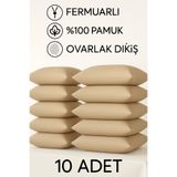 Loova Yastık Kılıfı 10 Adet Bej Renk 50×70 Ebat %100 Pamuk Ovarlak Dikiş Fermuarlı Lüx Kılıf