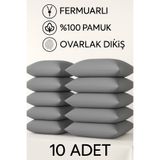 Loova Yastık kılıfı 10 Adet Gri renk 50×70 ebat %100 pamuk ovarlak dikişli fermuarlı lüx kılıf