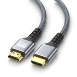 looyotul Hdmi Kablo 50ft Yüksek Hızlı HDMI 2.0 Kablosu 4K@60HZ 3D ARC Ethernet Dokuma Halat HDMI Kablosu UHD TV Monitörü Dizüstü Bilgisayar Xbox PS4/PS5-Gümüş