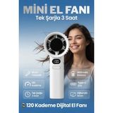 Lopard Taşınılabilir Şarjlı El Fanı - Turbo Üfleme Teknolojisi , LCD 120 Kademe Ayarlama , Soğutucu Mini Vantilatör Beyaz