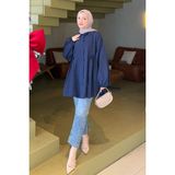 Lopez Balon Kol Tunik Lacivert - M