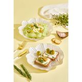 Lora Bianca Maris 2 Parça Beyaz Büyük Deniz Kabuğu Cam Meze Servis Tabağı Seti - 2 Adet