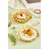 Lora Bianca Maris 2 Parça Gold Büyük Deniz Kabuğu Cam Meze Servis Tabağı Seti - 2 Adet